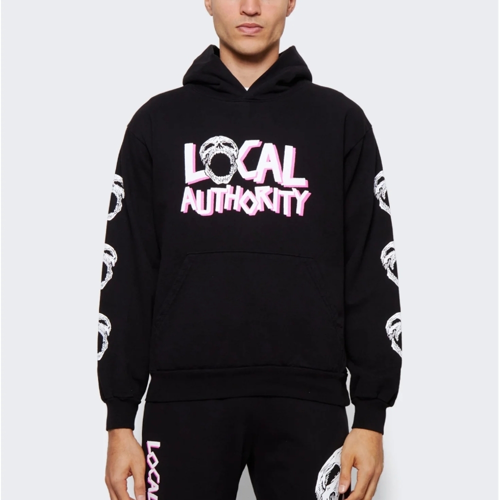 Local Authority Black Hoodie with Skull Design